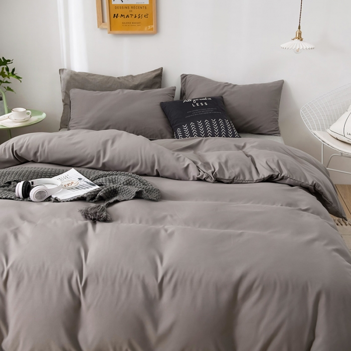 91家纺网 家纺一手货源 找家纺 蓝淋家纺 2022新款活性磨毛单品被套 银灰