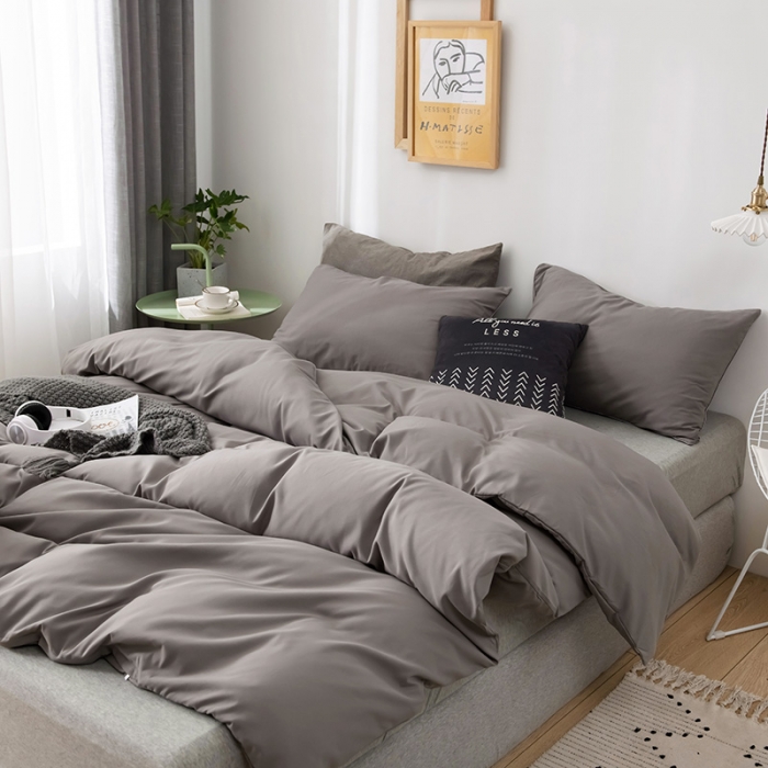 91家纺网 家纺一手货源 找家纺 蓝淋家纺 2022新款活性磨毛单品被套 银灰