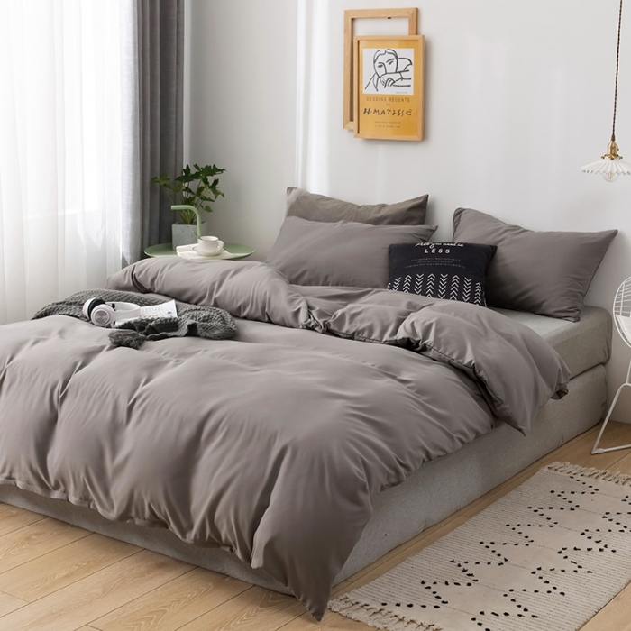 91家纺网 家纺一手货源 找家纺 蓝淋家纺 2022新款活性磨毛单品被套 银灰