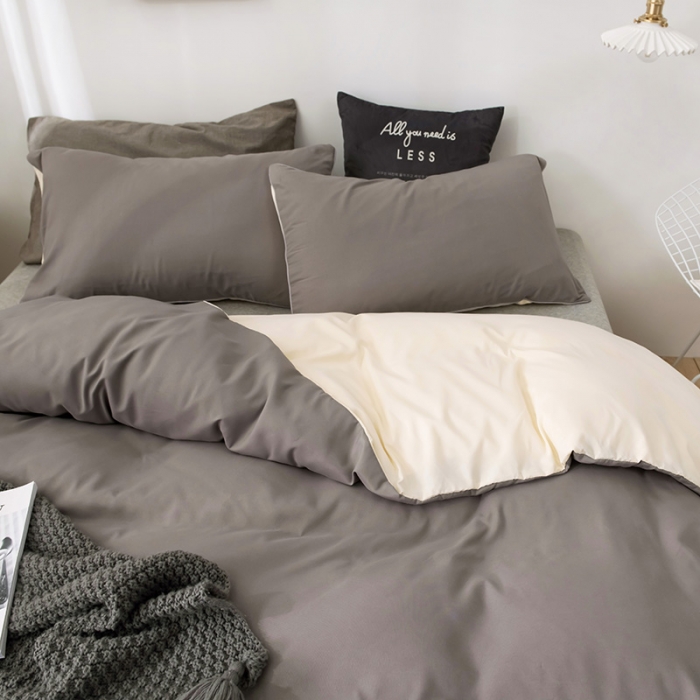 91家纺网 家纺一手货源 找家纺 蓝淋家纺 2022新款活性磨毛单品被套 银灰米