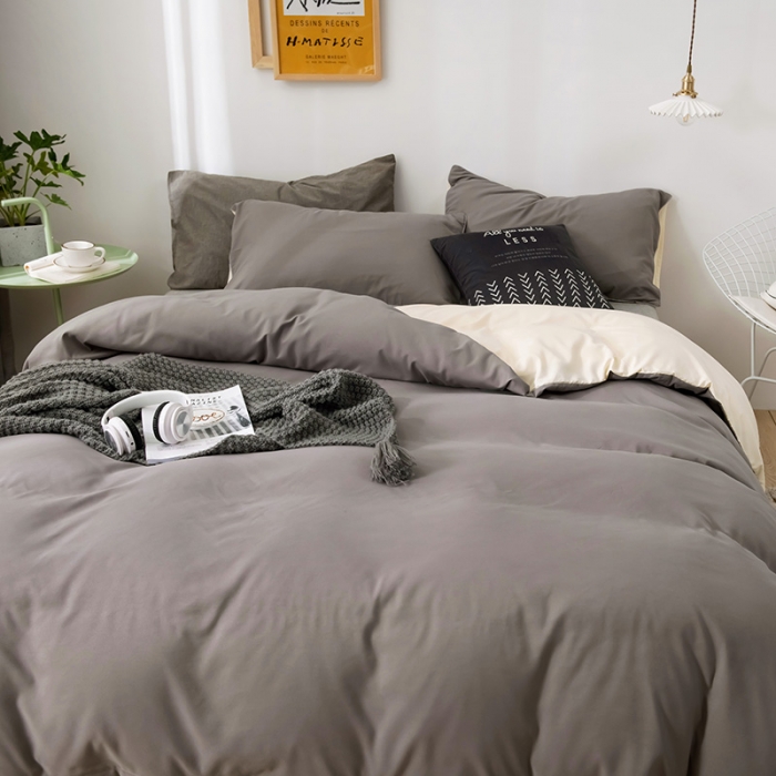 91家纺网 家纺一手货源 找家纺 蓝淋家纺 2022新款活性磨毛单品被套 银灰米