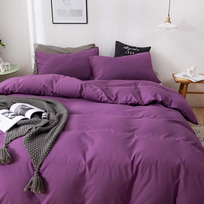 91家纺网 家纺一手货源 找家纺 蓝淋家纺 2022新款活性磨毛单品被套 紫色