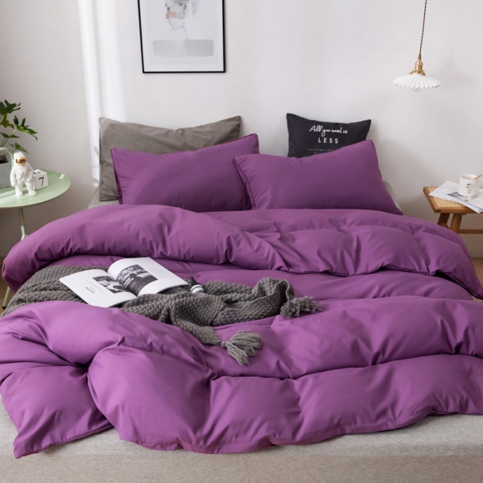 91家纺网 家纺一手货源 找家纺 蓝淋家纺 2022新款活性磨毛单品被套 紫色