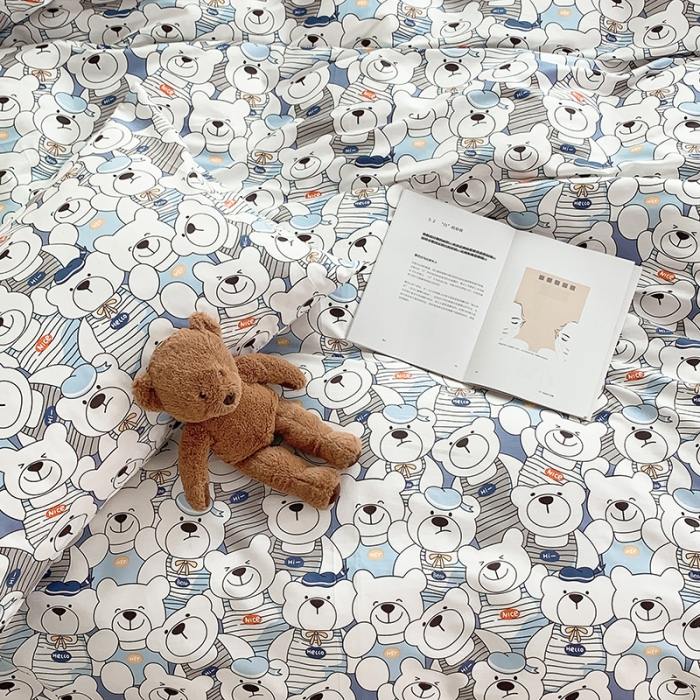 91家纺网 家纺一手货源 找家纺 怡家居 2022春季新款全棉四件套 呆萌熊