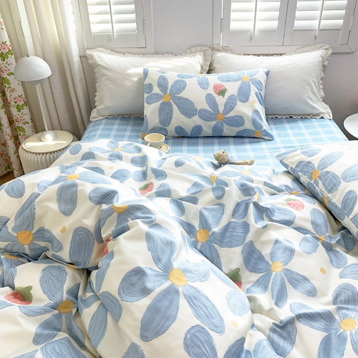 91家纺网 家纺一手货源 找家纺 怡家居 2022春季新款全棉四件套 荷香