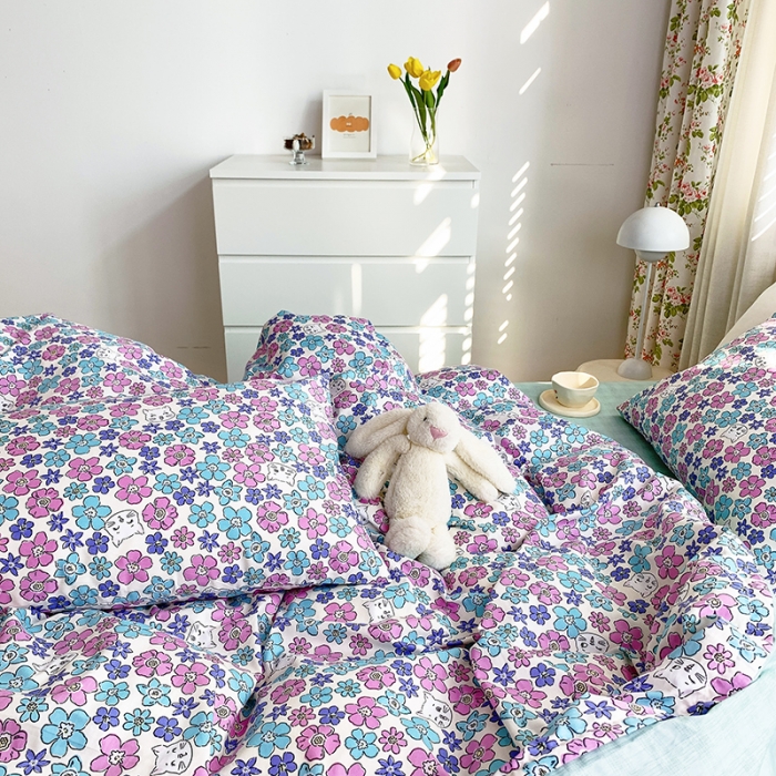 91家纺网 家纺一手货源 找家纺 怡家居 2022春季新款全棉四件套 花趣