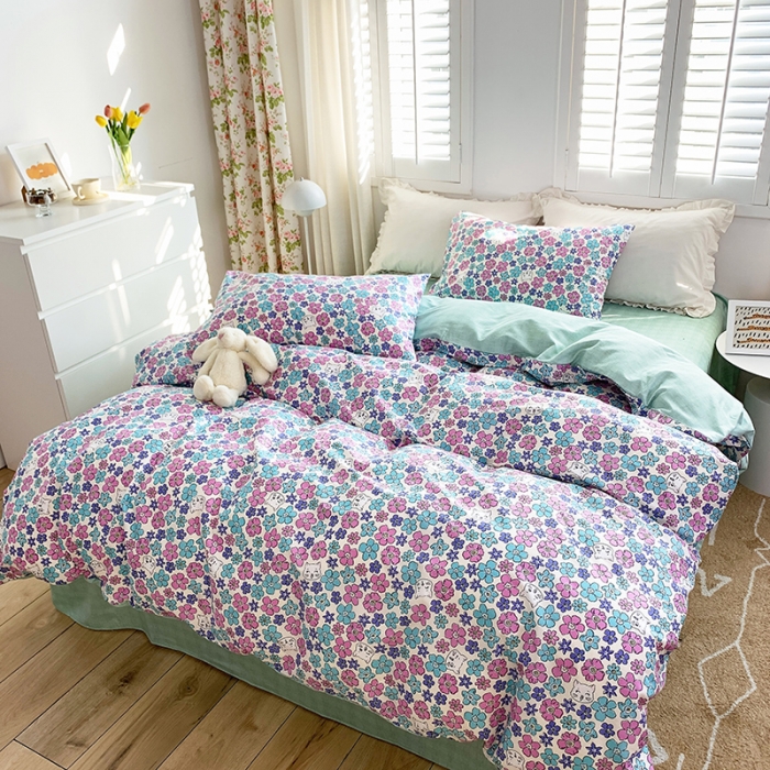 91家纺网 家纺一手货源 找家纺 怡家居 2022春季新款全棉四件套 花趣