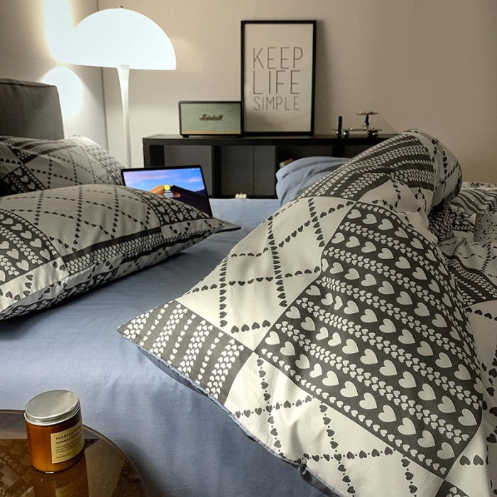 91家纺网 家纺一手货源 找家纺 怡家居 2022春季新款全棉四件套 简单爱