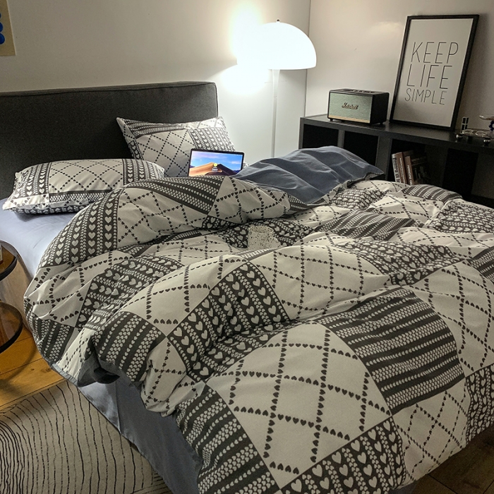 91家纺网 家纺一手货源 找家纺 怡家居 2022春季新款全棉四件套 简单爱