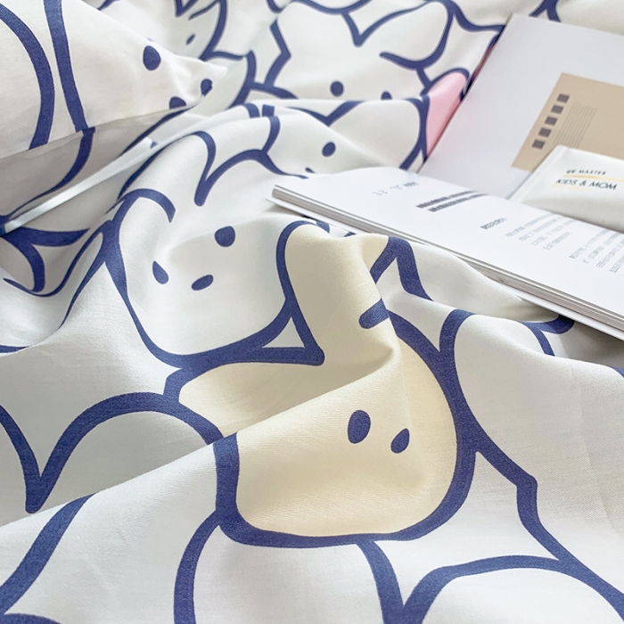 91家纺网 家纺一手货源 找家纺 怡家居 2022春季新款全棉四件套 七彩兔