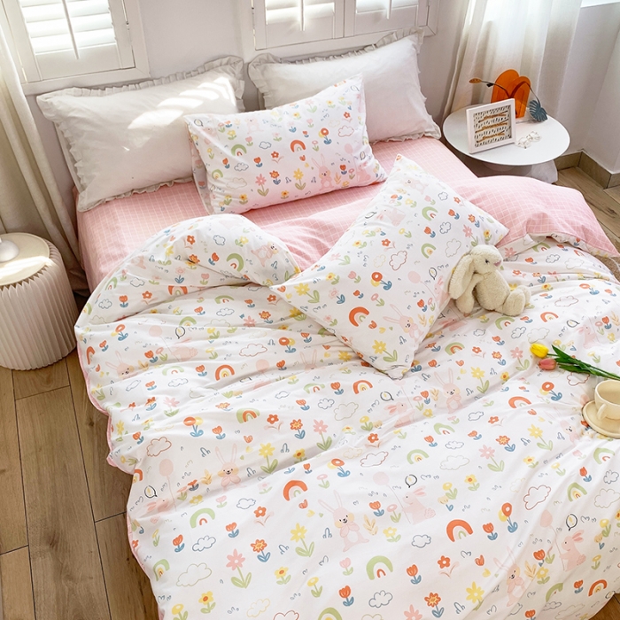 91家纺网 家纺一手货源 找家纺 怡家居 2022春季新款全棉四件套 小青春