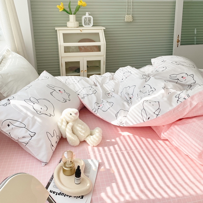 91家纺网 家纺一手货源 找家纺 怡家居 2022春季新款全棉四件套 大白兔