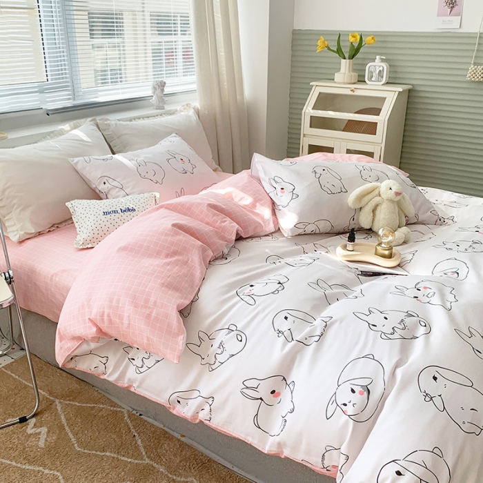 91家纺网 家纺一手货源 找家纺 怡家居 2022春季新款全棉四件套 大白兔