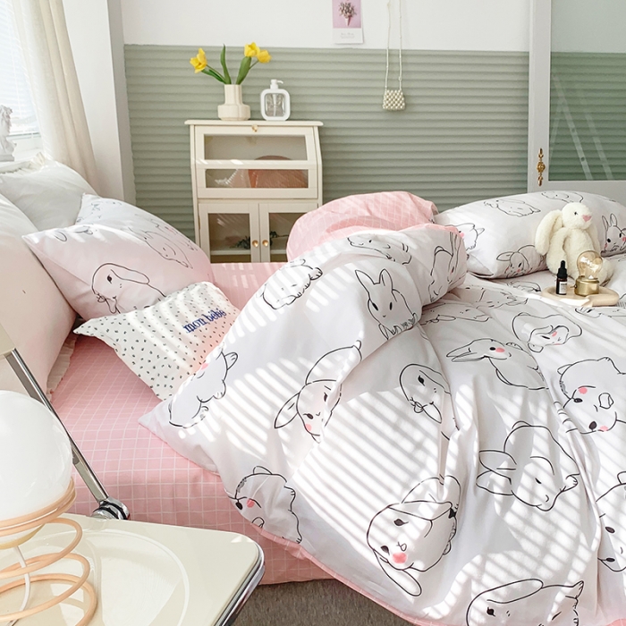 91家纺网 家纺一手货源 找家纺 怡家居 2022春季新款全棉四件套 大白兔