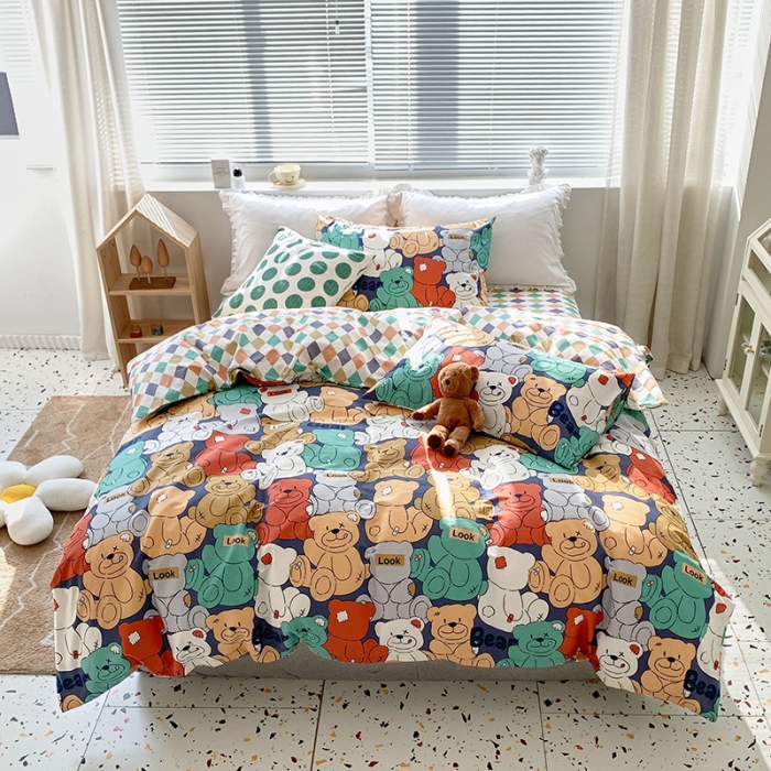 91家纺网 家纺一手货源 找家纺 怡家居 2022春季新款全棉四件套 玛卡龙