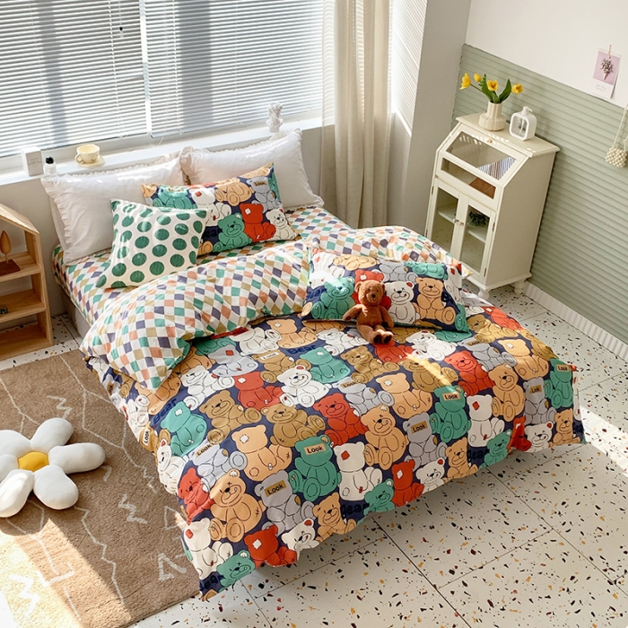 91家纺网 家纺一手货源 找家纺 怡家居 2022春季新款全棉四件套 玛卡龙