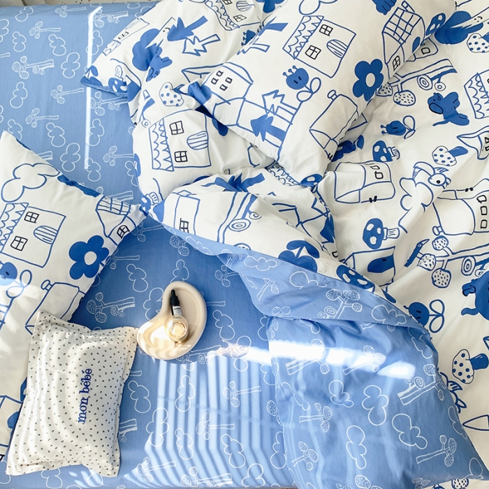 91家纺网 家纺一手货源 找家纺 怡家居 2022春季新款全棉四件套 涂鸦