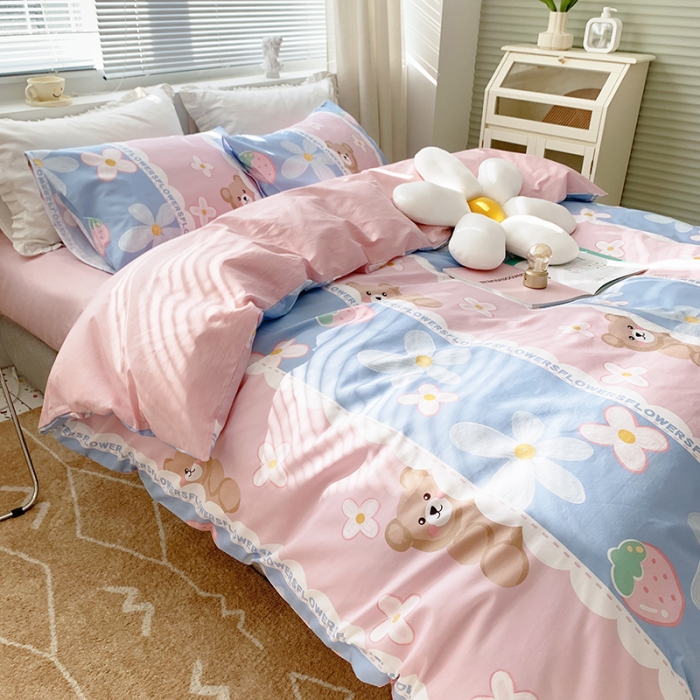 91家纺网 家纺一手货源 找家纺 怡家居 2022春季新款全棉四件套 小欢喜