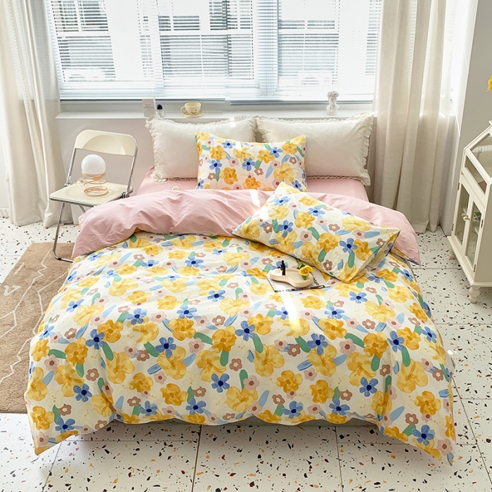 91家纺网 家纺一手货源 找家纺 怡家居 2022春季新款全棉四件套 幸运花