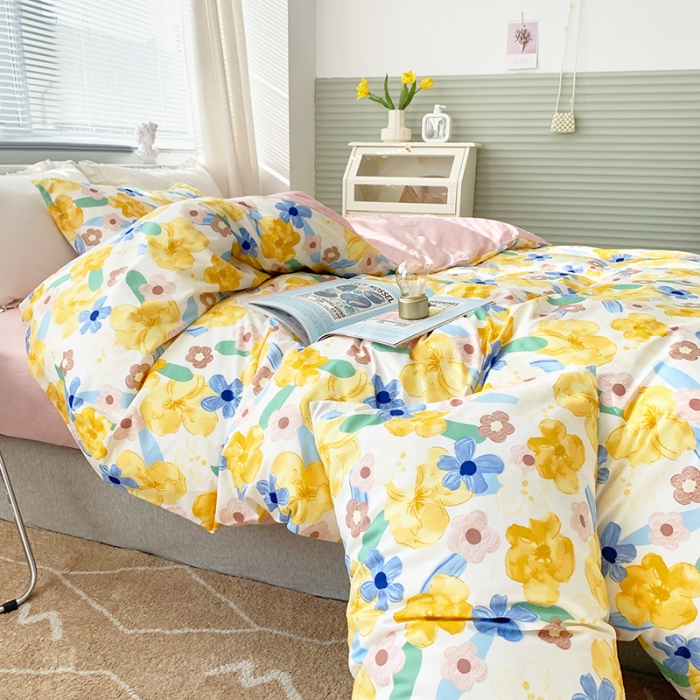 91家纺网 家纺一手货源 找家纺 怡家居 2022春季新款全棉四件套 幸运花