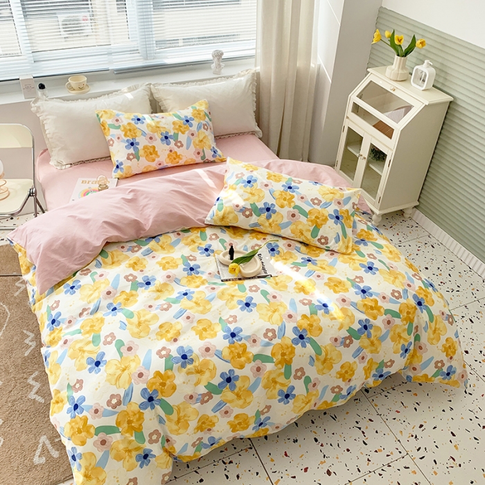 91家纺网 家纺一手货源 找家纺 怡家居 2022春季新款全棉四件套 幸运花