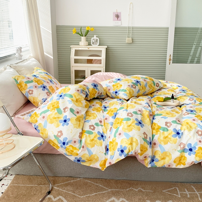 91家纺网 家纺一手货源 找家纺 怡家居 2022春季新款全棉四件套 幸运花