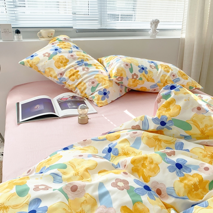 91家纺网 家纺一手货源 找家纺 怡家居 2022春季新款全棉四件套 幸运花