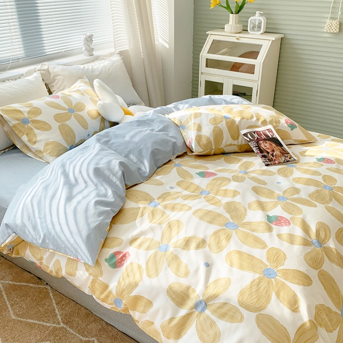 91家纺网 家纺一手货源 找家纺 怡家居 2022春季新款全棉四件套 太阳花