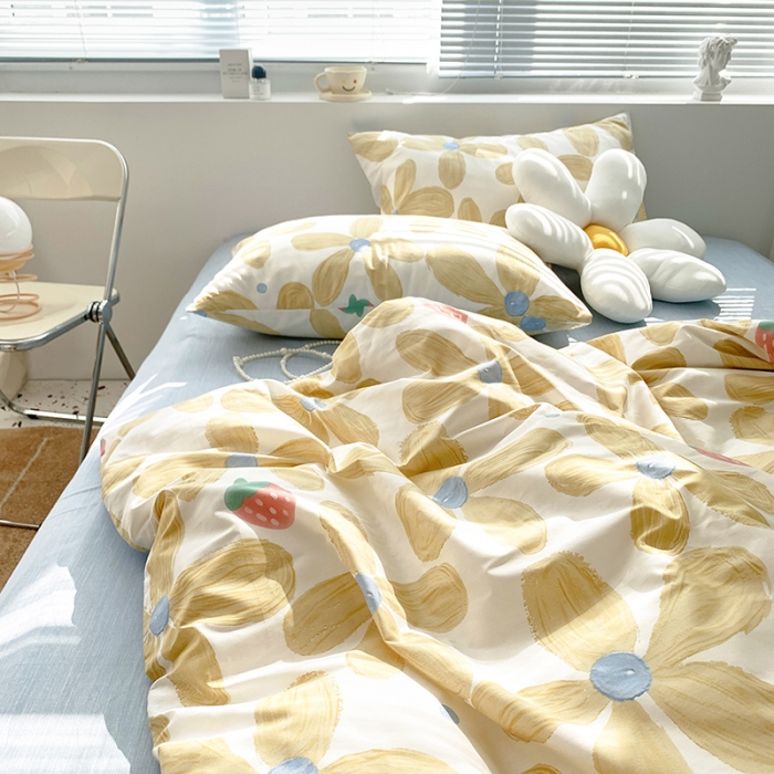 91家纺网 家纺一手货源 找家纺 怡家居 2022春季新款全棉四件套 太阳花