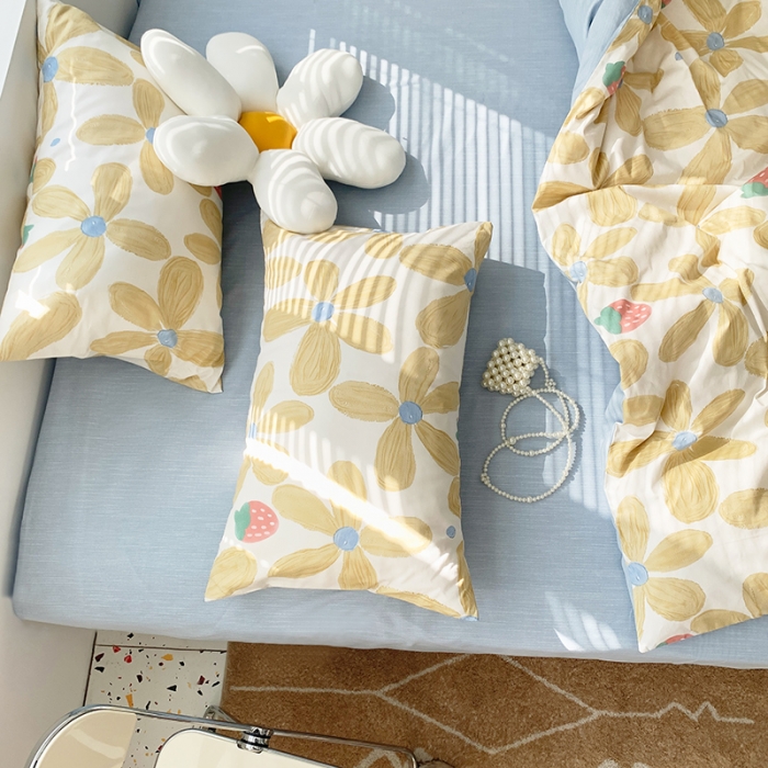 91家纺网 家纺一手货源 找家纺 怡家居 2022春季新款全棉四件套 太阳花