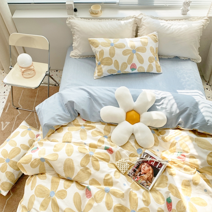 91家纺网 家纺一手货源 找家纺 怡家居 2022春季新款全棉四件套 太阳花