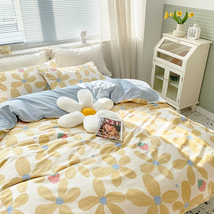 91家纺网 家纺一手货源 找家纺 怡家居 2022春季新款全棉四件套 太阳花