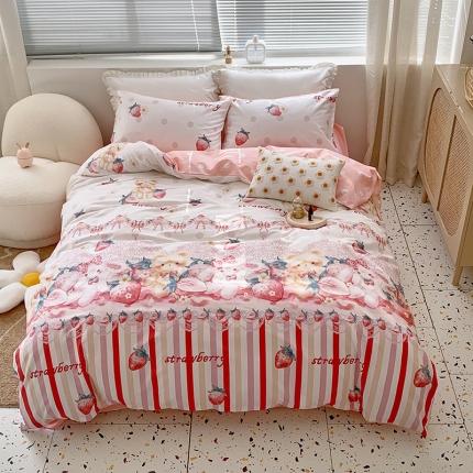 91家纺网 家纺一手货源 找家纺 怡家居 2022春季新款全棉四件套 草莓派