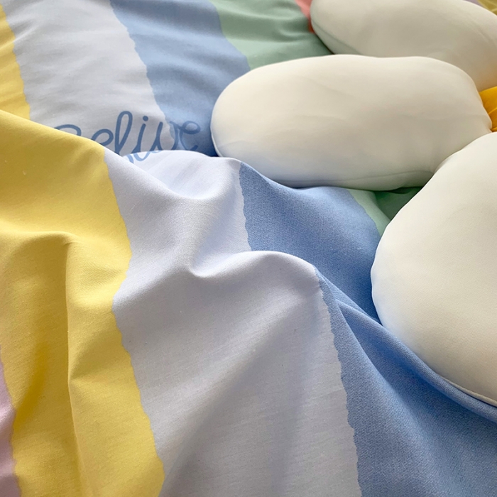 91家纺网 家纺一手货源 找家纺 怡家居 2022春季新款全棉四件套 彩虹冰激凌