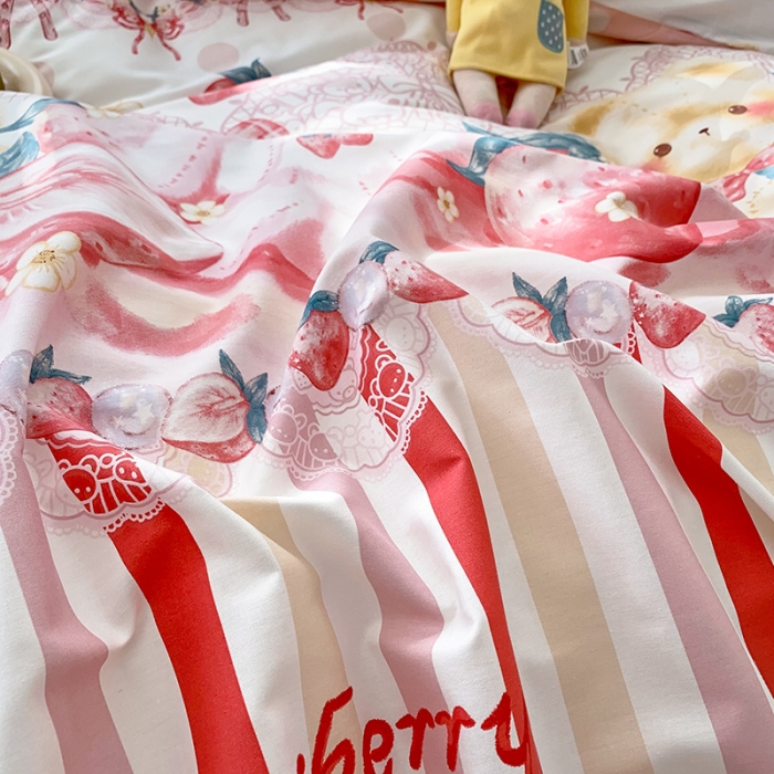 91家纺网 家纺一手货源 找家纺 怡家居 2022春季新款全棉四件套 草莓派