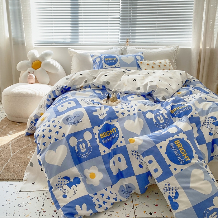 91家纺网 家纺一手货源 找家纺 怡家居 2022春季新款全棉四件套 可爱米奇