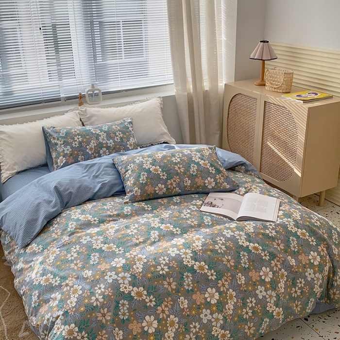 91家纺网 家纺一手货源 找家纺 怡家居 2022春季新款全棉四件套 拉菲