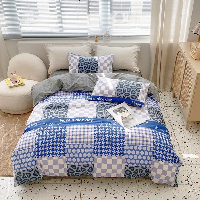 91家纺网 家纺一手货源 找家纺 怡家居 2022春季新款全棉四件套 蓝田