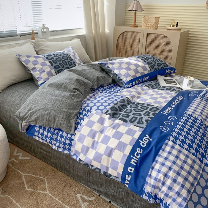 91家纺网 家纺一手货源 找家纺 怡家居 2022春季新款全棉四件套 蓝田