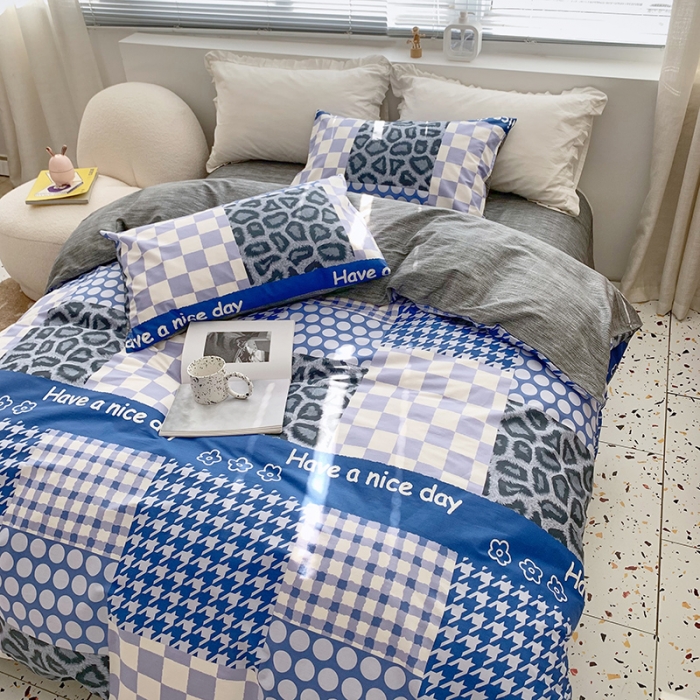 91家纺网 家纺一手货源 找家纺 怡家居 2022春季新款全棉四件套 蓝田