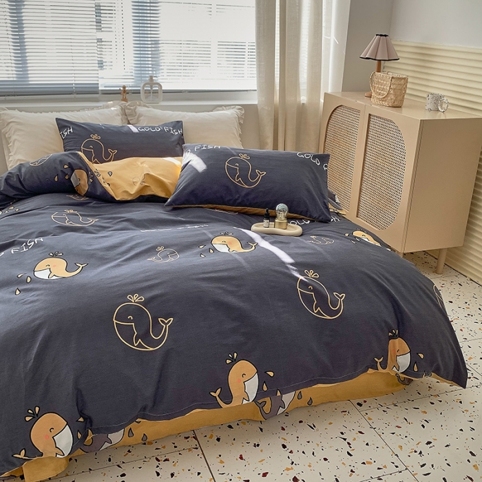91家纺网 家纺一手货源 找家纺 怡家居 2022春季新款全棉四件套 小海豚