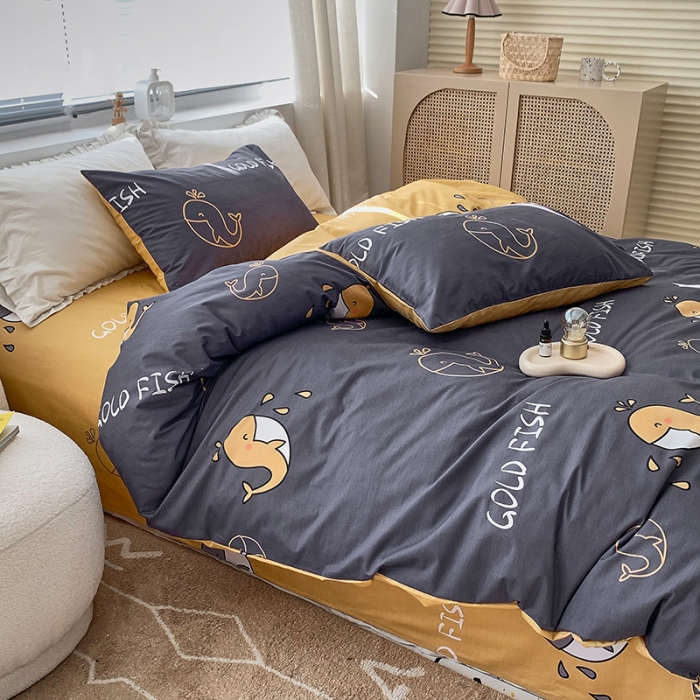 91家纺网 家纺一手货源 找家纺 怡家居 2022春季新款全棉四件套 小海豚