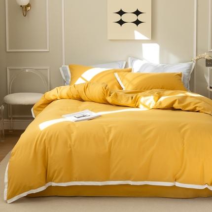 ins简约全棉水洗棉嵌边四件套少女心被套纯棉床单床上用品