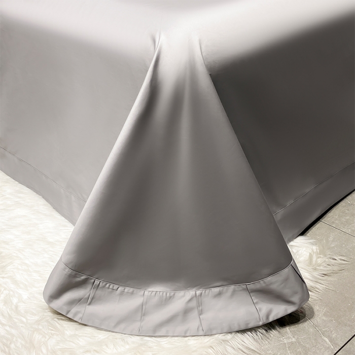 91家纺网 家纺一手货源 找家纺 魅都 100阿克苏长绒棉刺绣轻奢风四件套 铂金爱马 浅灰