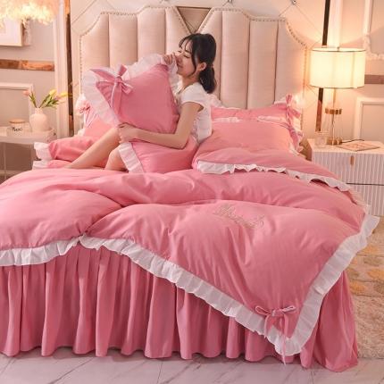 91家纺网 家纺一手货源 找家纺 (总)绒世界 2022新款潮系列爱巢款床裙款刺绣四件套