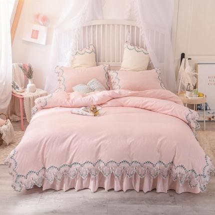 91家纺网 家纺一手货源 找家纺 (总)绒世界 2022新款韩版水洗棉蕾丝玫瑰秘密系列四件套