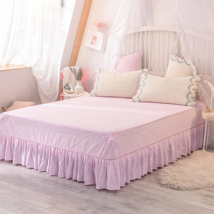 91家纺网 家纺一手货源 找家纺 绒世界 2022新款韩版水洗棉蕾丝玫瑰秘密系列四件套 玫瑰秘密-粉白