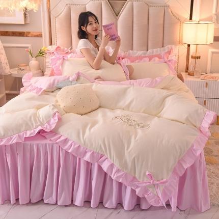 91家纺网 家纺一手货源 找家纺 (总)欧冠 2022新款潮系列爱巢款床裙款刺绣四件套