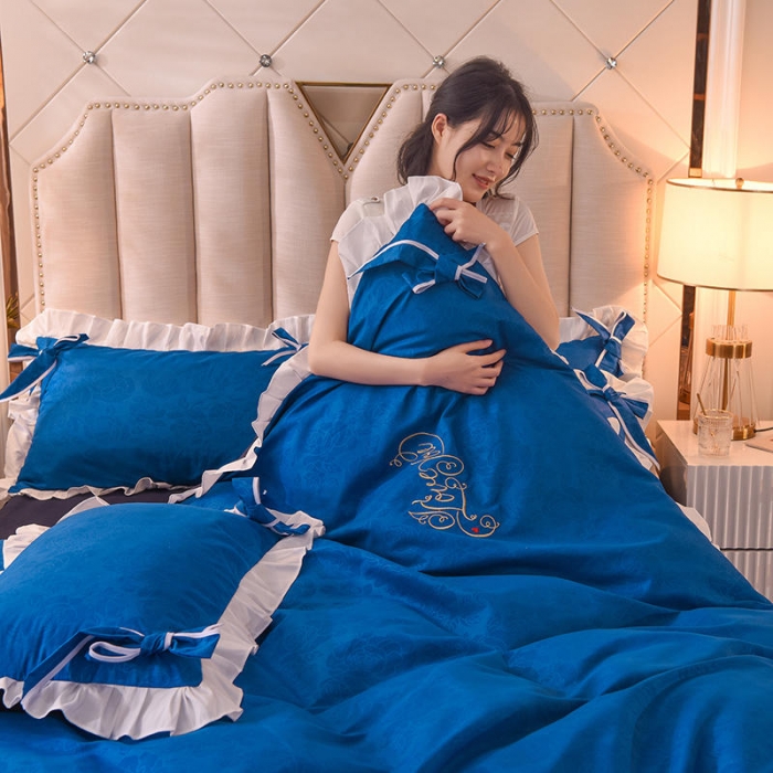 91家纺网 家纺一手货源 找家纺 (总)欧冠 2022新款潮系列爱巢款床裙款刺绣四件套