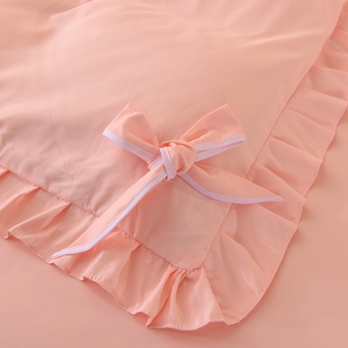 91家纺网 家纺一手货源 找家纺 欧冠 2022新款潮系列爱巢款床裙款刺绣四件套 粉玉